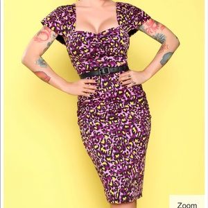 Pinup Deadly Dames Poison Ivy in Purple Leopard